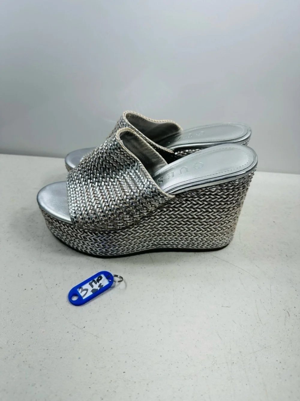 Guess Yenisa Espadrille Platform Wedge Sandal (Women's) - Silver - Sz 7